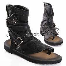 Online Shop Mabaiwan Fashion Summer Punk Style Men Sandals Gladiator Motorcycle Boots Black Casual Flats Shoes Ankle Boots Pretty Sandals Mens Leather Sandals