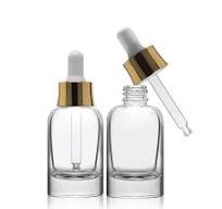 30ml 1oz Cylinder Thick Bottom Child Resistant Cosmetic Packaging Glass  Essential Oil Serum Dropper Bottle