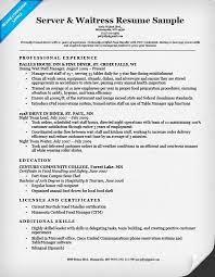 Server Waitress Resume Sample Server Resume Resume Examples Resume Cover Letter Template