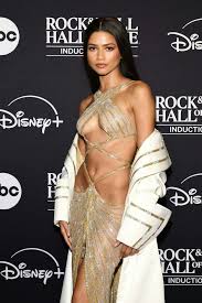 Zendaya Channels 1970s Cher In a Vintage Nude Illusion Dress