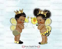 Black Boss Baby Boy With Crown Queen Bee Little Prince Yellow Black Wings Crown Baby Boy Girl African American Gender Reveal Baby Shower Clipart Instant Download Baby Bee Baby Shower Clipart Baby Shower Gender Reveal