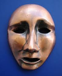 VTG Brushed Copper Colored Metal 6" Face Mask High Quality Creepy Halloween