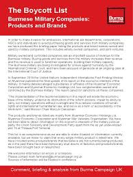 Amarbooks.org is a most popular online book library. The Boycott List Pdf Myanmar Corporations