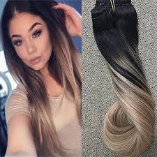 Black And Blonde Ombre Hair Extensions Remy Hair Ombre Balayage Dip Dyed Clip In Human Hair Extensions Full Shine Www Fullshine Net Ombre Hair Extensions Ombre Hair Blonde Black Hair Extensions