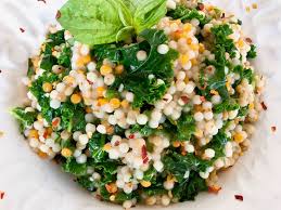 Toss in couscous to toast for a couple minutes. Pearled Couscous Salad With Wilted Kale Garlic And Crushed Red Pepper