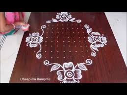Easy And Simple Peacock Rangoli Design With 11 6 Dots Ii Flower Kolam Designs Ii Peacock Muggulu Youtube Rangoli Designs Kolam Designs Flower Rangoli
