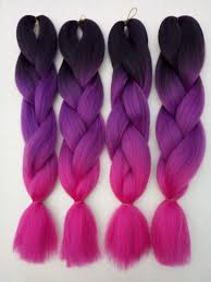 Black And Purple Braids 500g New Black Purple Pink Ombre Box Braiding Hair Synthetic Jumbo Hair Braids Trancas Afro Trancas Hair Hair