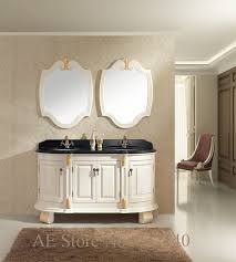 Antik Beyaz Mobilya Kati Ahsap Banyo Dolabi Cift Lavabo Mermer Ust Mobilya Dolaplar Lavabolar