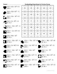Evaluating Quadratic Functions In Vertex Form Color Worksheet Quadratics Color Worksheets Quadratic Functions