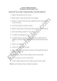 To revisit this article, visit my profile, then view saved stories. Beauty And The Beast Quiz Esl Worksheet By Mathiaslefebvre