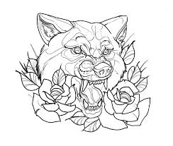Wolf Head Tattoo With Flowers Rose Sketch Design Wolf Tattoo Traditional Wolf Girl Tattoos Head Tattoos