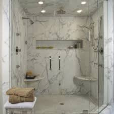 Steel frame windows bring in natural light into the shower while also providing a view over the napa valley countryside. White Marble Shower Houzz