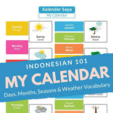 Indonesian Classroom Display Decor Language Poster Bahasa Indonesia Kalender Calendar Vocabulary Posters Vocabulary Indonesian Language