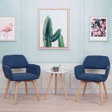 I adore this accent chair! Amazon Com Modern Design Fabric Accent Chair Dining Chair W Solid Wood Leg Living Room Furniture Design Modern Fabric Accent Chair Velvet Dining Room Chairs
