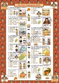 Once printed cut the page in half between the sets of questions. The First Thanksgiving Quiz With Answers Esl Worksheet By Maguyre