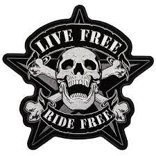 Live Free Ride Free Silver Skull Motorcycle Patch Measures 3 X 3 Inches To Accessorize The Biker Lifestyle That Comes On Biker Patches Punk Patches Skull Patch