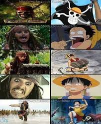 One Piece Pirates Of The Caribbean Cap Jack Sparrow Vs Cap Monkey D Luffy Manga Anime One Piece One Piece Funny One Piece Comic