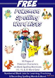 Free Pokemon Blank Lists For Spelling More Homeschool Learning Spelling Activities Pokemon