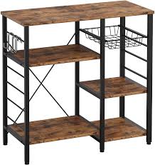 Well, it can amplify your decor game while being super functional to maximize your storage space. Amazon Com Ironck Industrial Kitchen Baker S Rack Kitchen Island Utility Storage Shelf Coffee Bar Microwave Stand With 6 Hooks Metal Frame Simple Assembly Vintage Brown Standing Baker S Racks