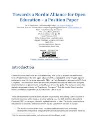 Model un is a simulation of the un general assembly and its other multilateral bodies where students perform an ambassador role while debating topics such as gender equality, climate action, global health, and more. Pdf Towards A Nordic Alliance For Open Education A Position Paper