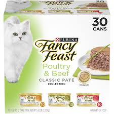 30 Pack Fancy Feast Grain Free Pate Wet Cat Food Variety Pack Poultry Beef Collection 3 Oz Cans Cat Food Wet Cat Food Canned Cat Food