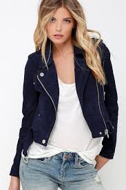 Blank Nyc Backhanded Navy Blue Suede Moto Jacket Blue Suede Moto Jacket Blue Suede Jacket Blue Jackets Outfits
