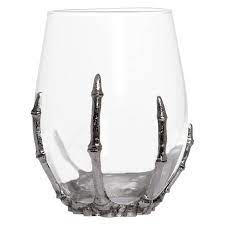 Silver Skeleton Stemless Wine Glass