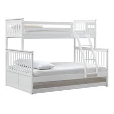 Optional front rail comes in a choice of white, mint green or rose finishes. Vic Furniture White Seattle Single Over Double Bunk Bed With Trundle Temple Webster