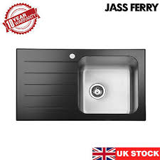 Check spelling or type a new query. B And Q Black Glass Stainless Steel Kitchen Sink One And A Half Bowls 63 00 Picclick Uk