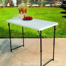 Lifetime 4 Ft Adjustable Height Fold In Half Table In Almond 80455 At The Home Depot Mobile Folding Table Foldable Dining Table High Top Table Kitchen