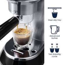 The brewed coffee taste great but never fill the brewing dispenser to the top, other wise you can't insert it in the machine. Delonghi America Inc Ec685bk Dedica Deluxe Espresso Stainless Steel Silver Ec 680 M Buy Online At Best Price In Uae Amazon Ae