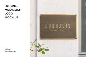Entrance Logo Mockup Wall Metal Sign Logo Mockup Metal Signs Mockup