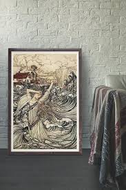 Arthur Rackham Undine Norse Mythology Viking Illustration Etsy Wall Art Decor Prints Vintage Art Paintings Artwork Prints