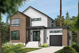 Plan 22572dr Exciting 3 Bed Modern Home Plan With 1 Car Garage Modern Style House Plans Modern House Plans Contemporary House Plans