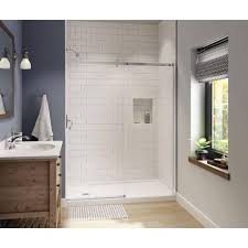 Maax Luminescence 59 In X 72 In Frameless Sliding Shower Door In Chrome Shower Doors Small Bathroom Bathtub Remodel