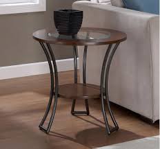 Small End Table With Storage Round Glass Top Snack Drink Stand Stand Wood Metal Glass End Tables Glass Top End Tables End Tables