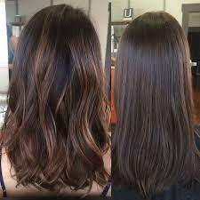 dunkelbraune haare mit hellbraunen strahnen elegant schwarze haare mit braunen strahnen braune strahnchen auf haar styling frisuren dunkelbraune haare