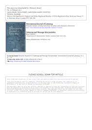 Pdf Listening And Message Interpretation