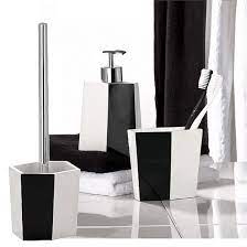 A london townhouse plays with color throughout the home, including the red, white, and black master bath. Wenko Bicolour Bathroom Accessories Set Black White At Victorian Plumbing Uk