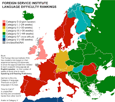 A Map Showing How Much Time It Takes To Learn Foreign