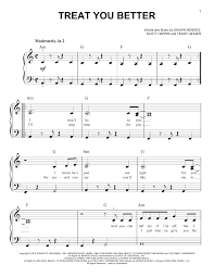 Shawn Mendes Treat You Better Sheet Music And Printable Pdf Music Notes Sheet Music Notes Sheet Music With Letters Sheet Music