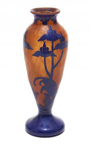 Le Verre Francais Vase Balustre En Verre Double Sur Fond Marmoreen Orange A Interieurs Du 20eme Siecle 1ere Partie Pottery Art Glass Art Art Deco