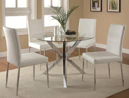 Plus a silver steel finish and streamlined design give this table a sleek look that anchors your dining room s modern style. Coaster Vance Contemporary 5 Piece Glass Top Table And Chair Set Rife S Home Furniture Dining 5 Piece Sets