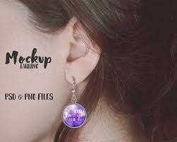 Round Silver Hook Earring Template Mockup Earring On Ear Etsy Photoshop Mockup Free Hook Earrings Fish Hook Earrings
