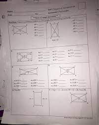 Also, , beacuse rectangles have congruent diagonals, which intercect equally. Solved Unit 7 Polygons Quadrilaterals Name Id Homewor Chegg Com