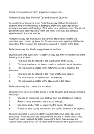 For example, after completing an internship, you may be required to write a reflection essay on that experience. Calameo Reflective Essay Tips Powerful Tips And Ideas For Students