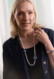 Contemporary enamel necklace kinetic sequins with baroque pearl drop —  Charlotte Smith