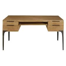 Featuring 2 lockable drawers per cabinet, there is ample room for whatever you. Solid Mango Wood And Acacia 4 Drawer Desk Metropolis Maisons Du Monde