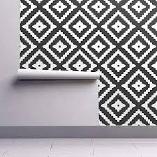 Black And White Boho Peel And Stick Wallpaper Removable Water Activated Wallpaper Boho Aztec Black White By Mintedtulip 12in X 24in Smoo Removable Wallpaper Aztec Wallpaper Southwestern Nursery Decor