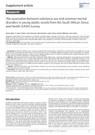 Pdf The Association Between Substance Use And Common Mental Disorders In Young Adults Results From The South African Stress And Health Sash Survey
